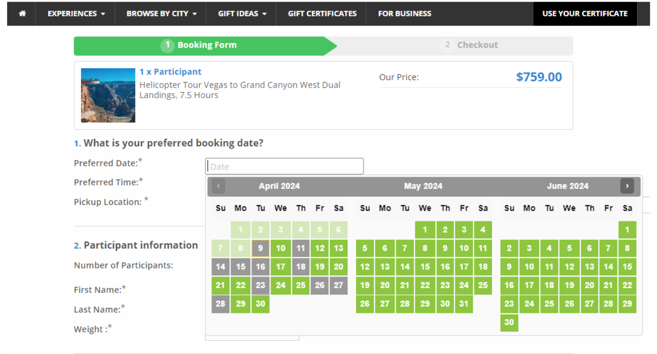 Real Time Booking Inventory